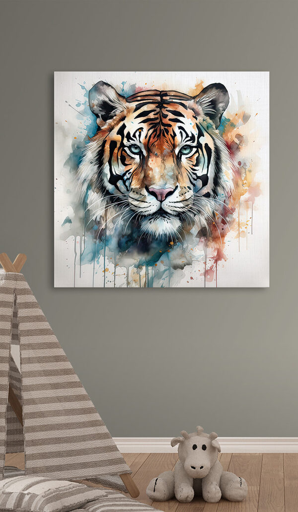 Een schilderij van een tijger Een schilderij van een tijger