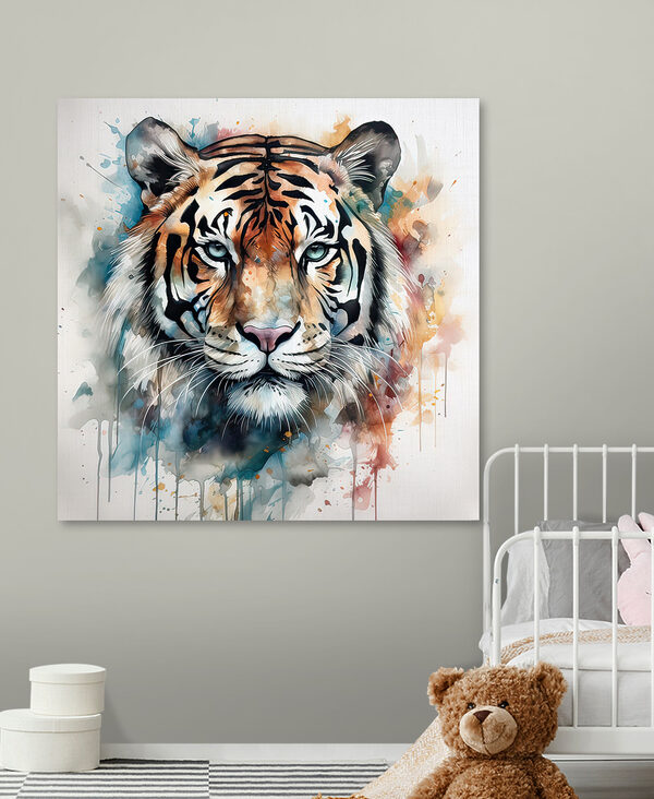 Een schilderij van een tijger Een schilderij van een tijger