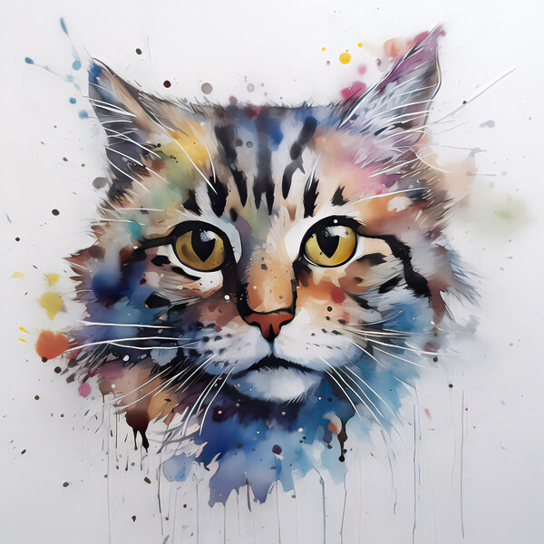 Een schilderij van een kat Een schilderij van een kat