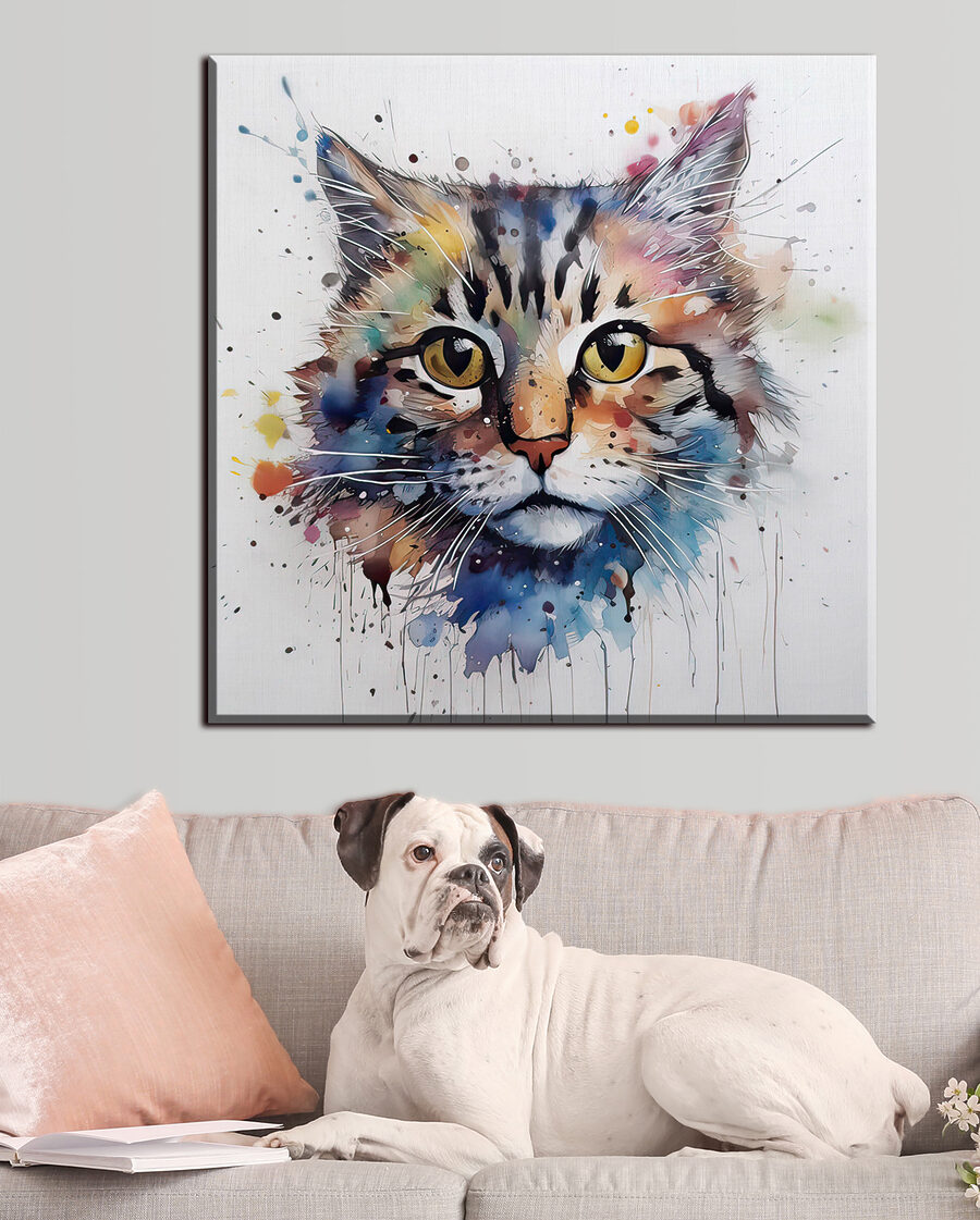 Een schilderij van een kat