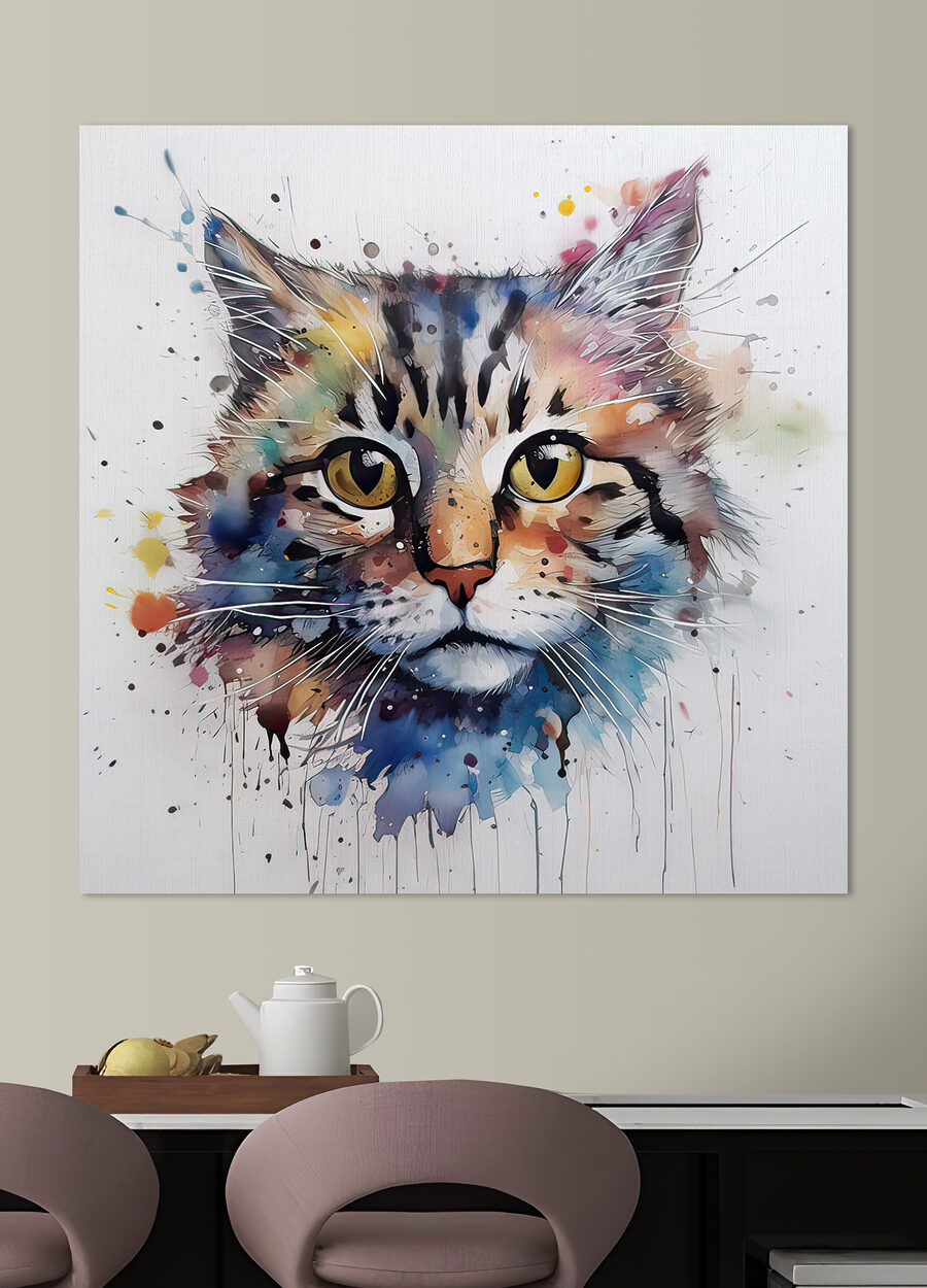 Een schilderij van een kat