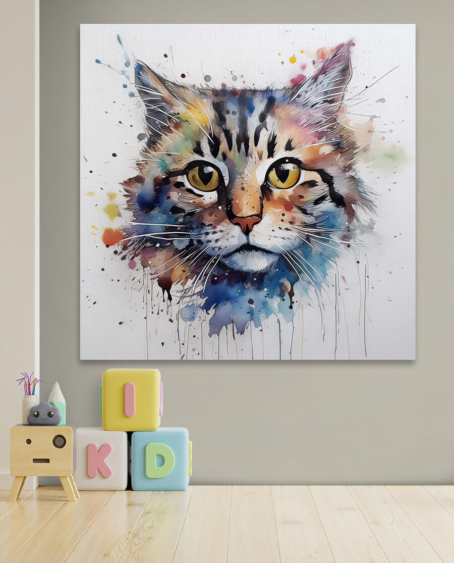 Een schilderij van een kat