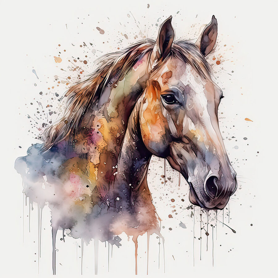 Een schilderij van een paard
