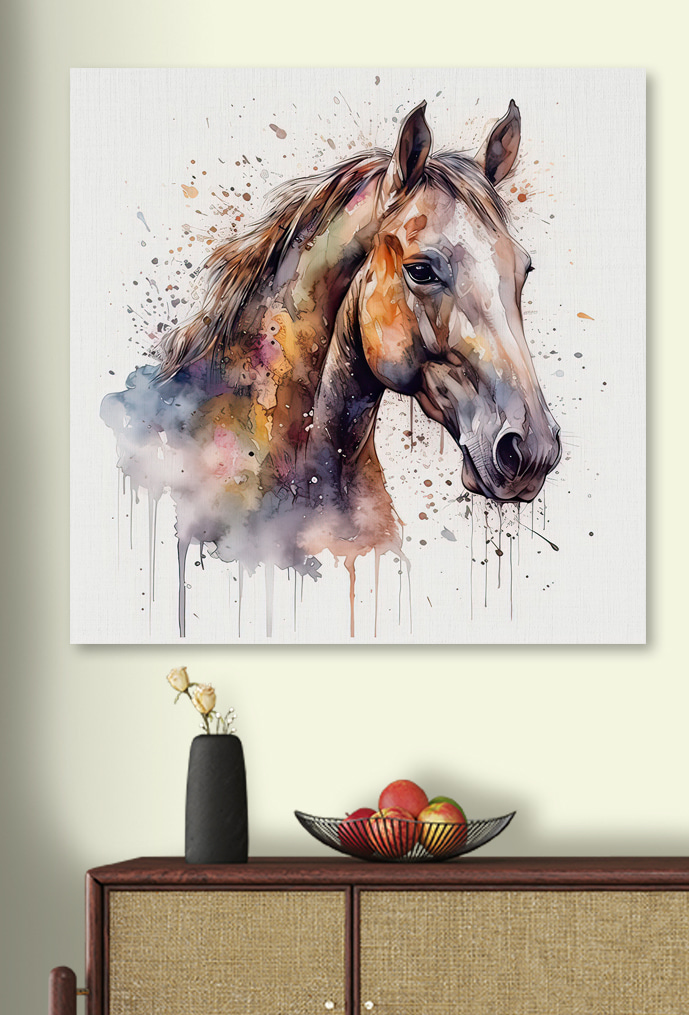 Een schilderij van een paard