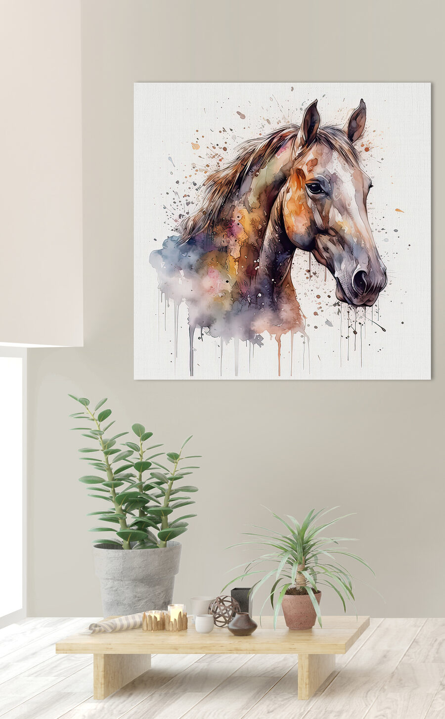 Een schilderij van een paard