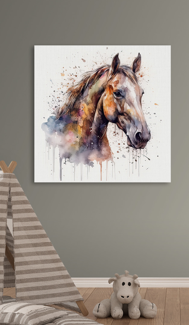 Een schilderij van een paard