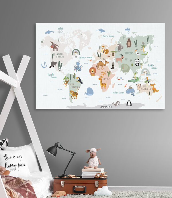 Een wereldkaart met dieren Een wereldkaart met dieren