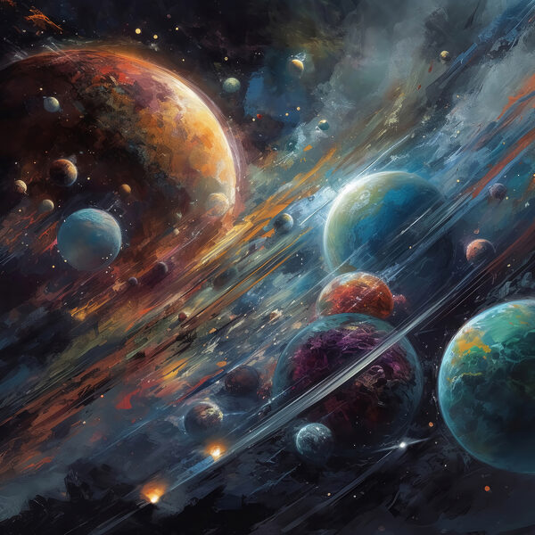 Planeten in de ruimte met planeten en sterren Planeten in de ruimte met planeten en sterren