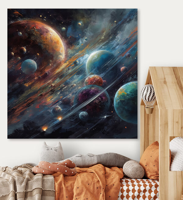 Planeten in de ruimte met planeten en sterren Planeten in de ruimte met planeten en sterren