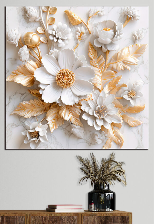 Elegant bloemmotief in crème en beige Elegant bloemmotief in crème en beige
