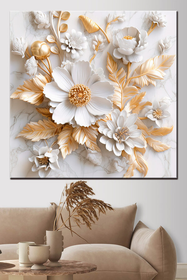 Elegant bloemmotief in crème en beige Elegant bloemmotief in crème en beige