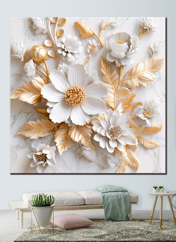 Elegant bloemmotief in crème en beige Elegant bloemmotief in crème en beige