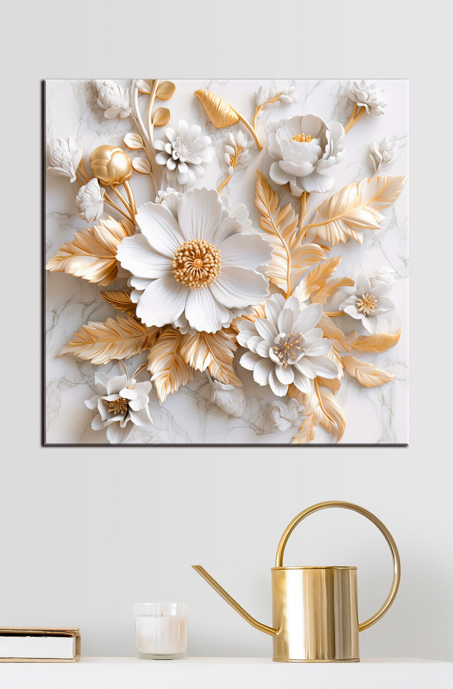 Elegant bloemmotief in crème en beige