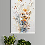 Canvas Schilderijen Een schilderij van bloemen en bladeren