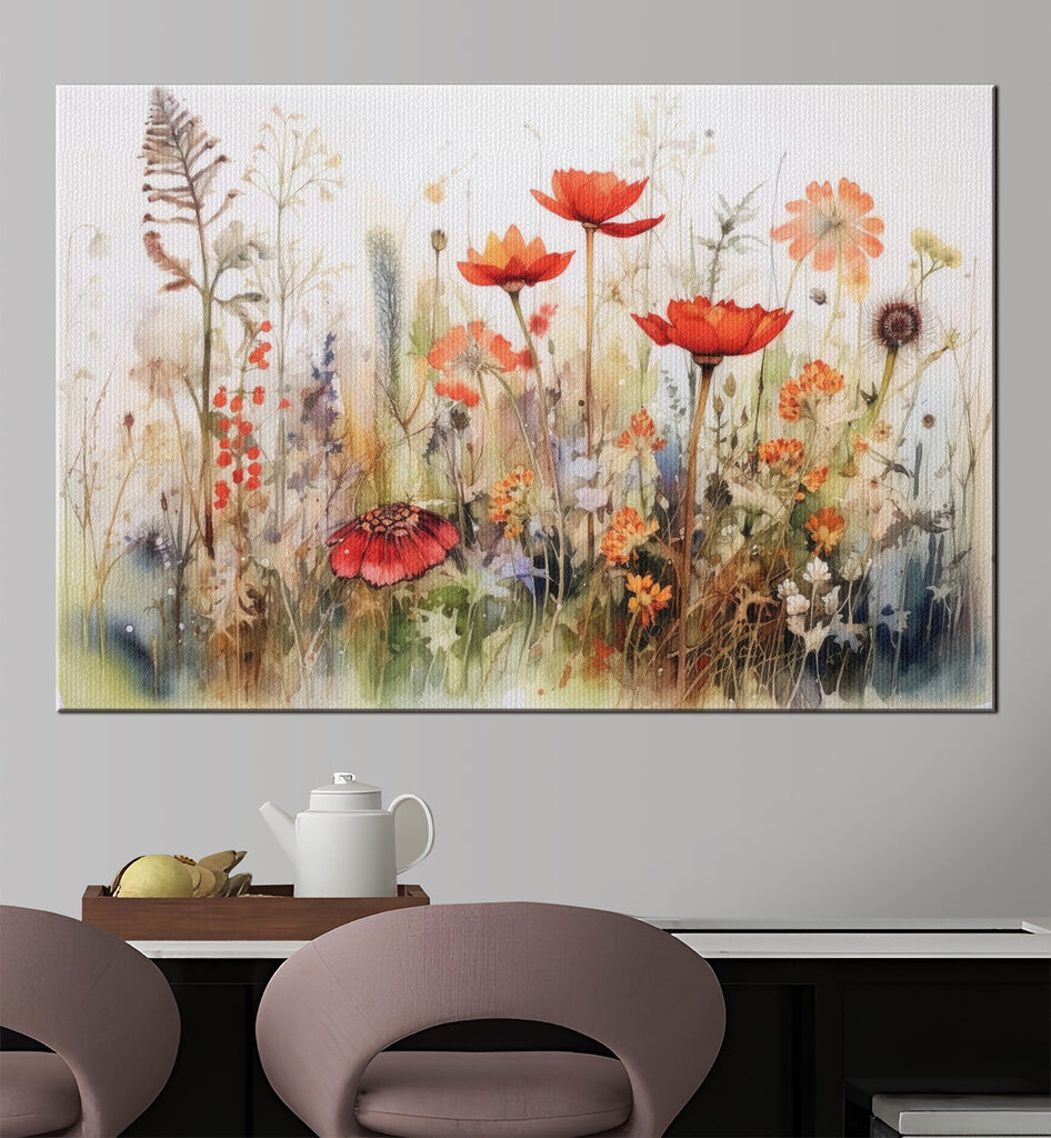 A painting of flowers and plants A painting of flowers and plants