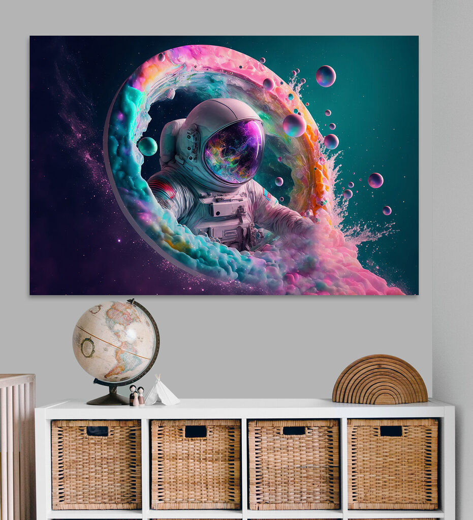 An astronaut in a colorful circle An astronaut in a colorful circle