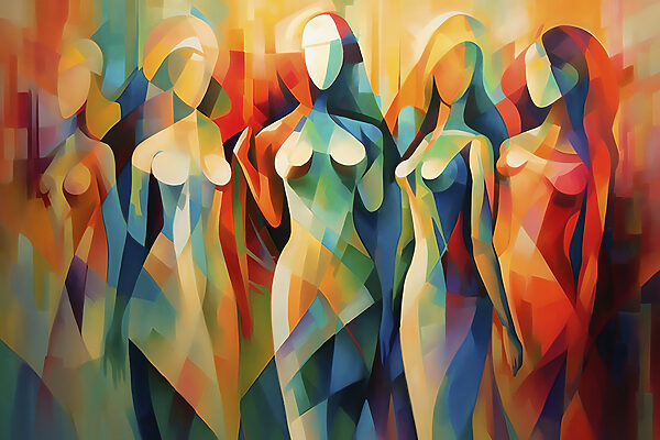 Een groep vrouwen in jurken Een groep vrouwen in jurken