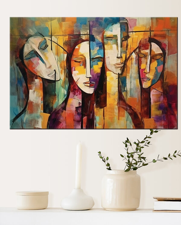 Een schilderij van mensen’s gezichten Een schilderij van mensen’s gezichten