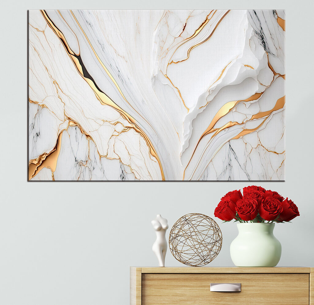 Elegant marble with amber swirls