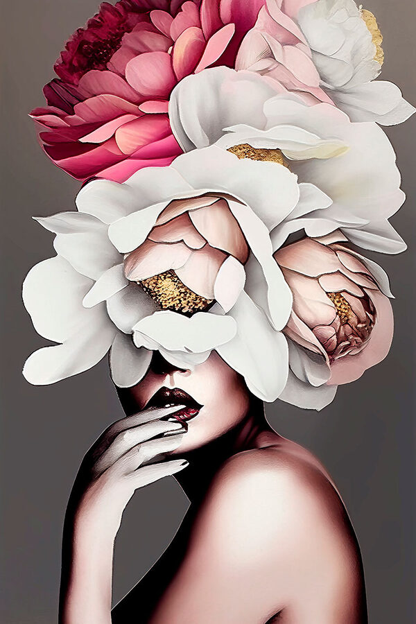 Een vrouw met bloemen op haar hoofd Een vrouw met bloemen op haar hoofd