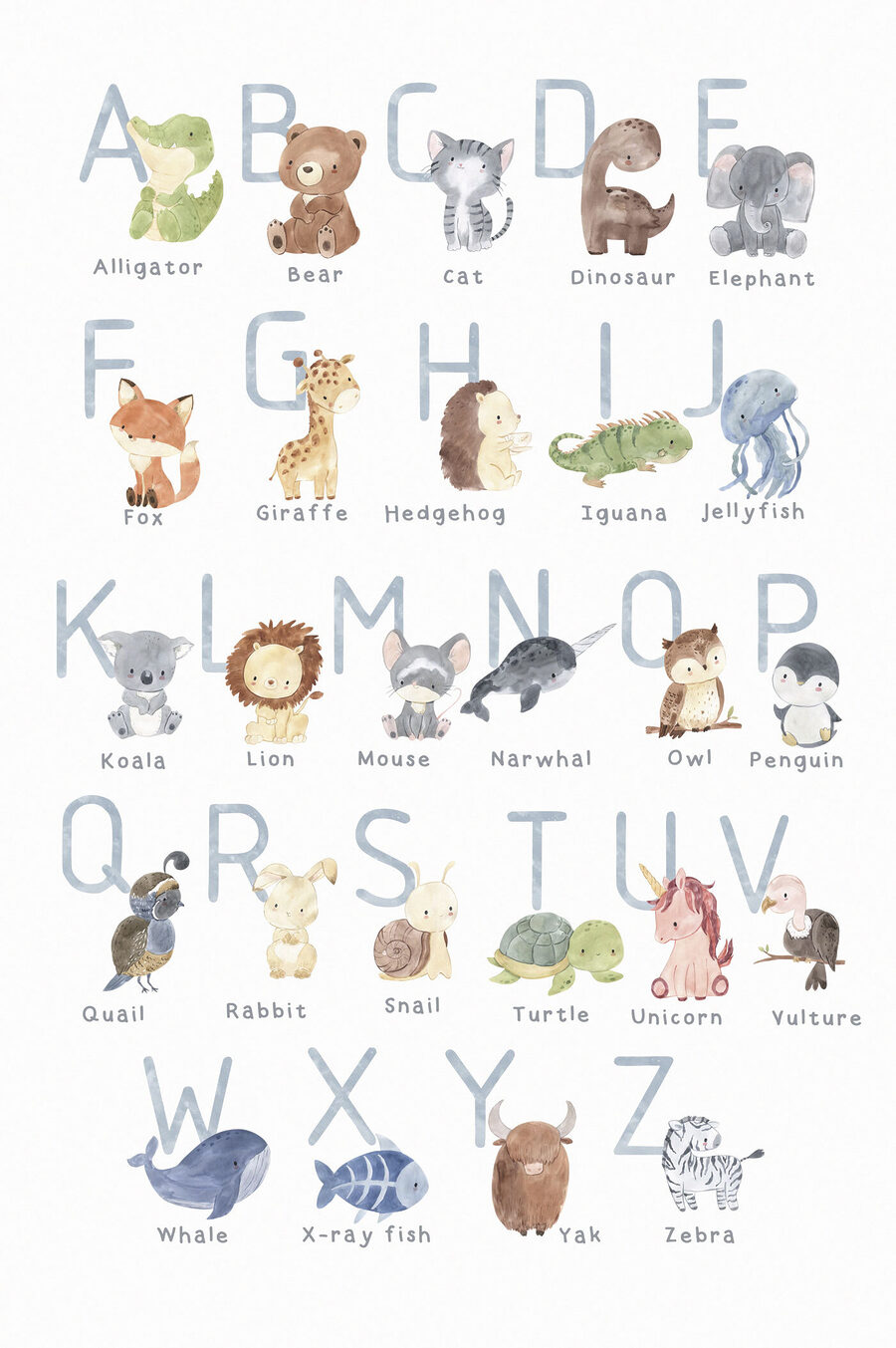 Een poster met dieren en letters