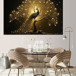 Canvas Schilderijen Een pauw op een boom