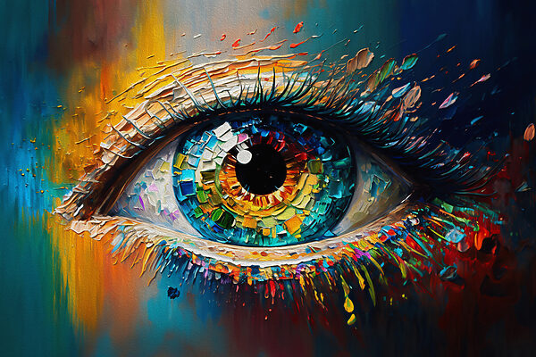 Een kleurrijk oog met vele kleuren Een kleurrijk oog met vele kleuren