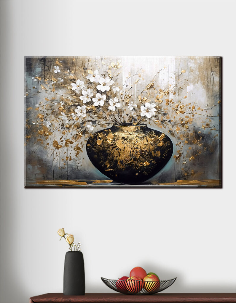 Een schilderij van bloemen in een vaas s35377pig20m 796x1024 - Een schilderij van bloemen in een vaas