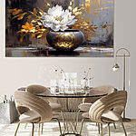 Canvas Schilderijen Een schilderij van een bloem in een pot