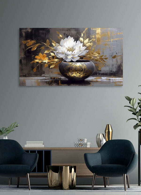 A painting of a flower in a pot A painting of a flower in a pot