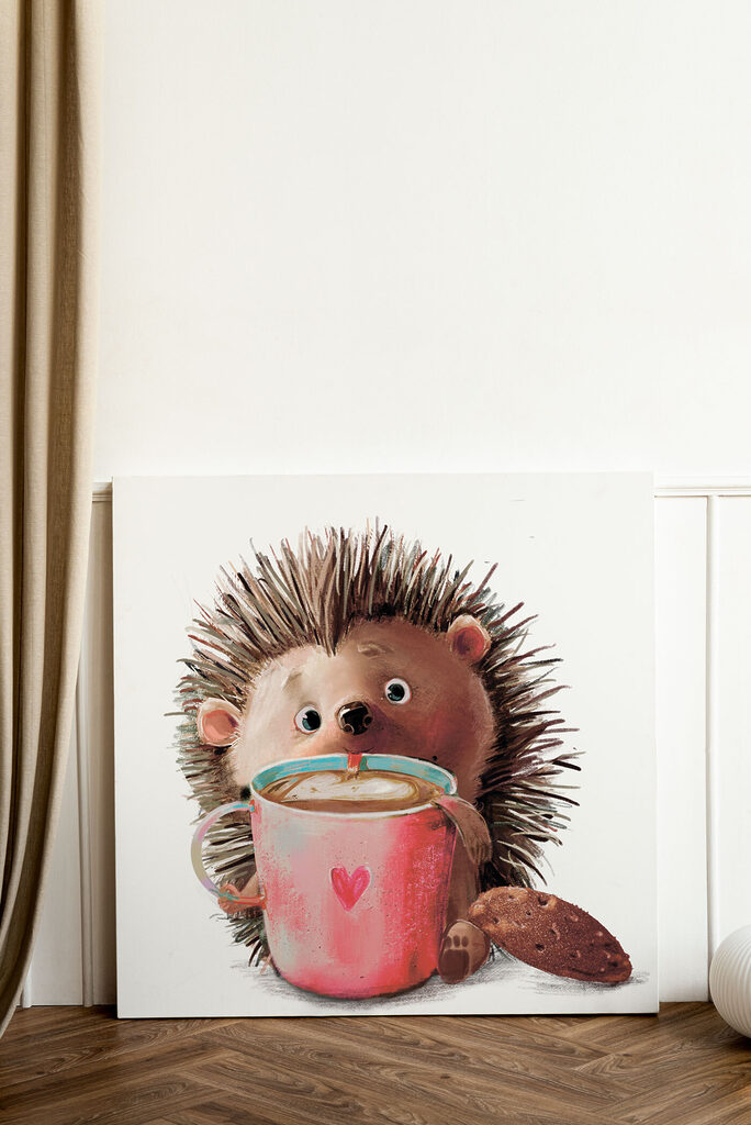 A hedgehog holding a cup of coffee A hedgehog holding a cup of coffee