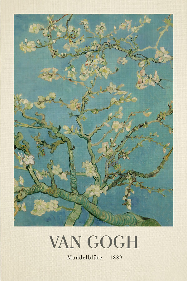 Een schilderij van een boom met witte bloemen Een schilderij van een boom met witte bloemen
