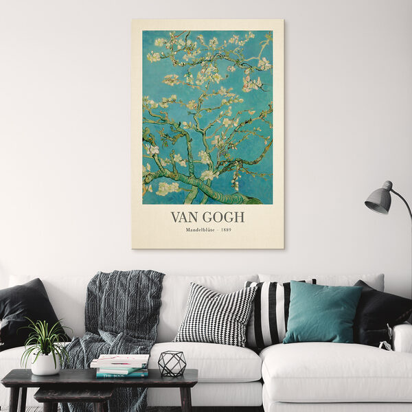 Een schilderij van een boom met witte bloemen Een schilderij van een boom met witte bloemen