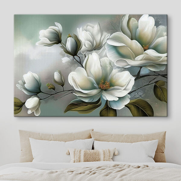 Een schilderij van witte bloemen Een schilderij van witte bloemen