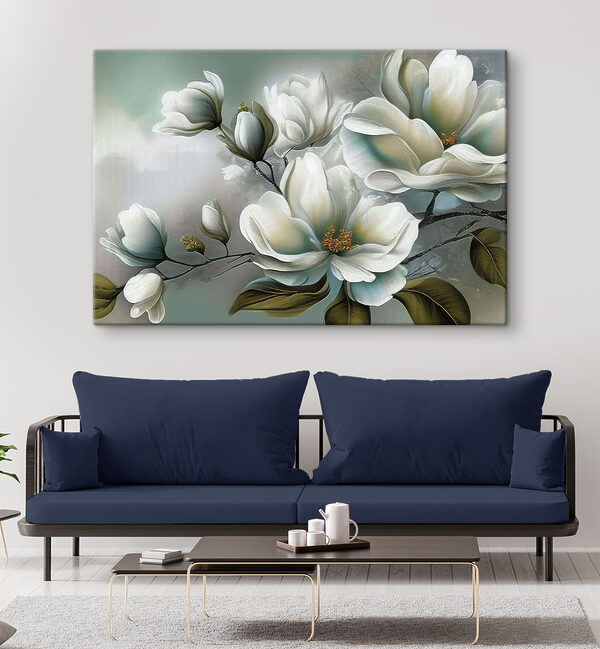 Een schilderij van witte bloemen Een schilderij van witte bloemen