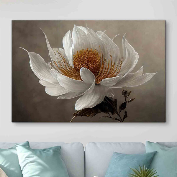 Een witte bloem met een geel hart Een witte bloem met een geel hart