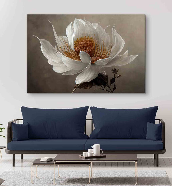 Een witte bloem met een geel hart Een witte bloem met een geel hart