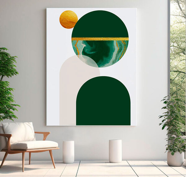 Ronde harmonie in groen en beige. Ronde harmonie in groen en beige.