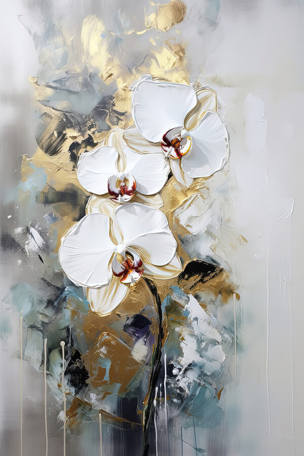A painting of white flowers A painting of white flowers