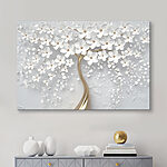 Canvas Schilderijen Een boom met witte bloemen en bladeren