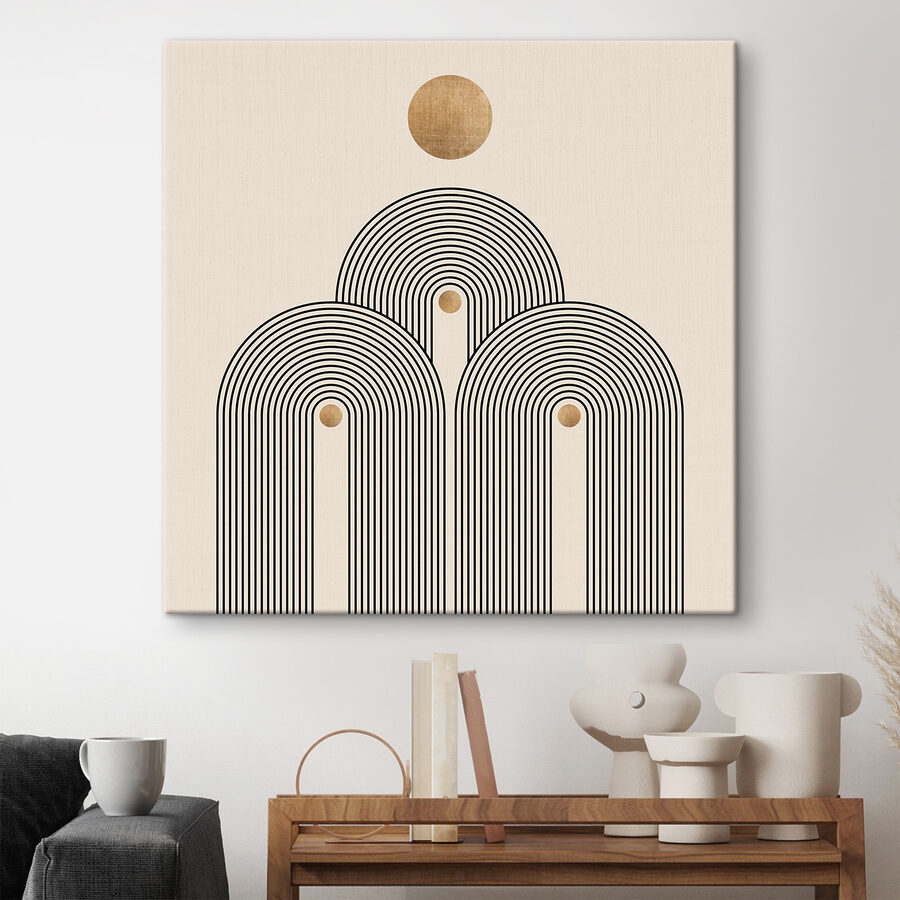 Canvas Schilderijen Zonovergoten bogen in serene symmetrie. - Afbeelding 2