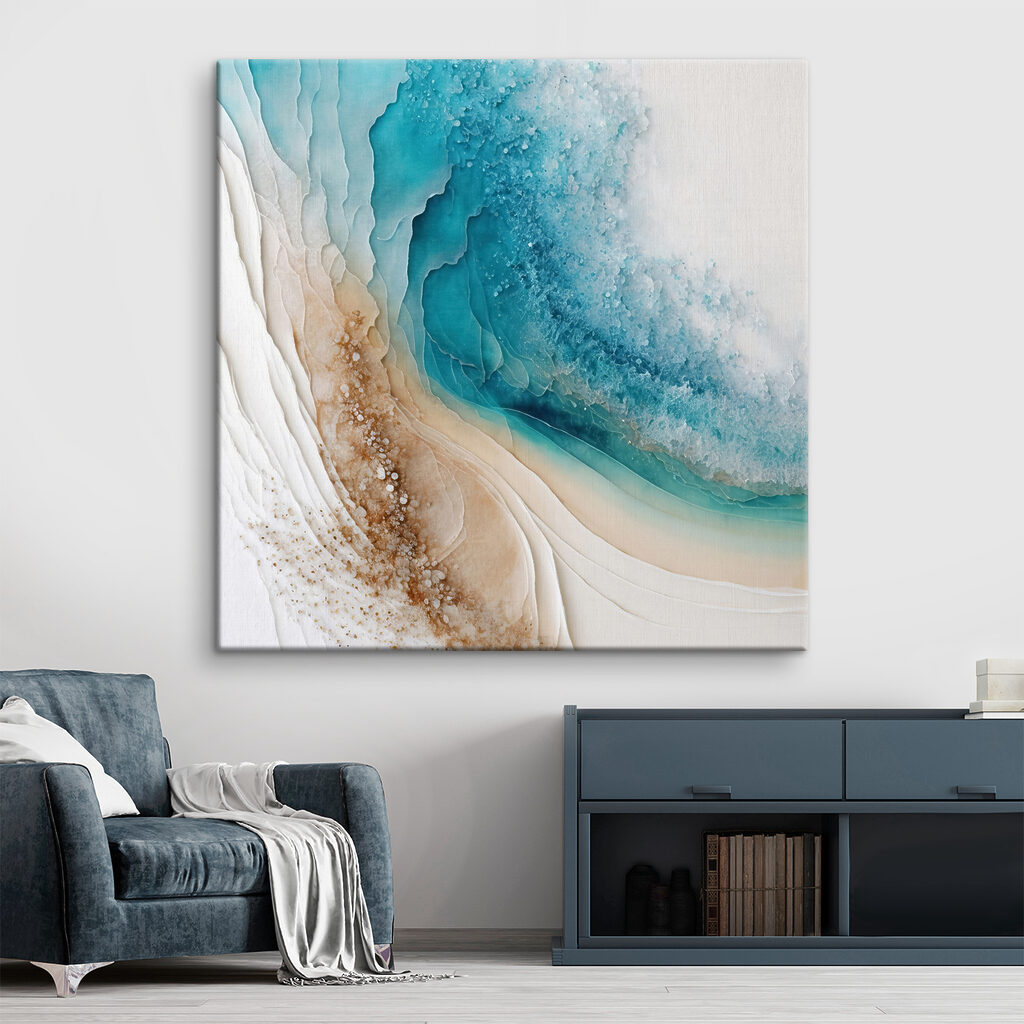 A blue and white watercolor painting