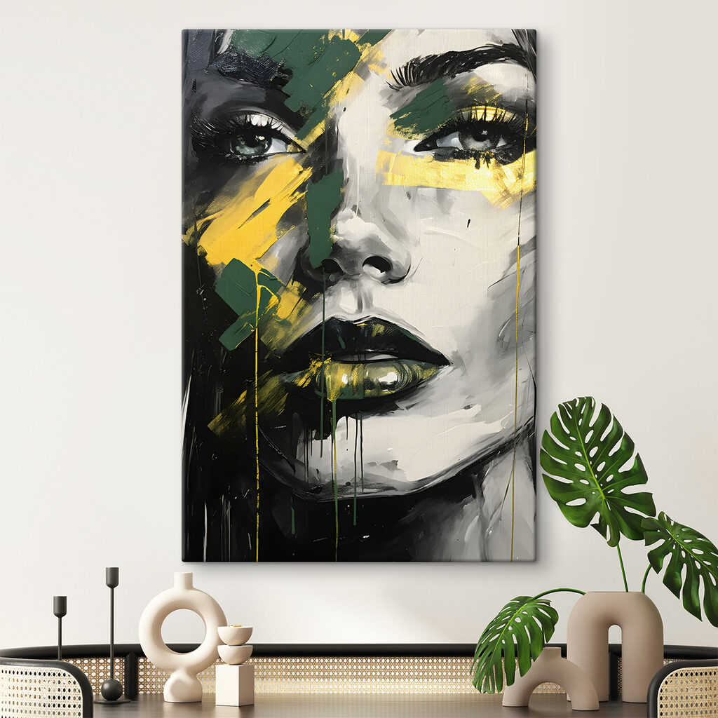 A painting of a woman's face A painting of a woman's face