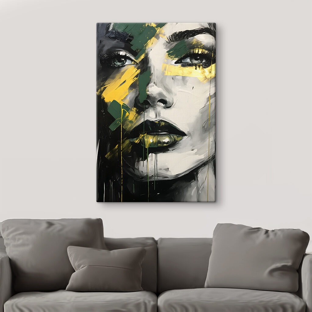 A painting of a woman's face A painting of a woman's face