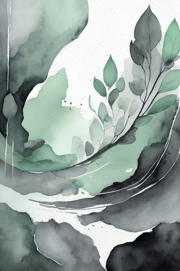 Een aquarelschilderij van een plant Een aquarelschilderij van een plant
