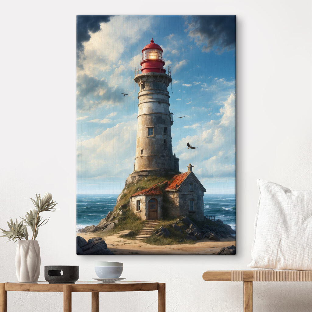 A lighthouse on a rock with Ford Island in the background A lighthouse on a rock with Ford Island in the background