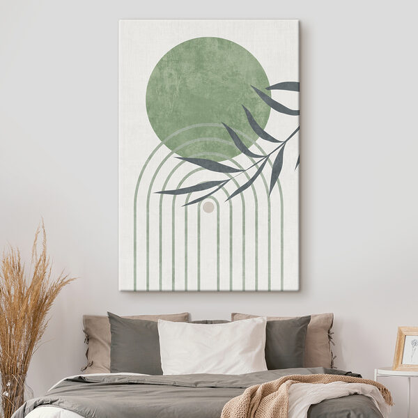 Een groen en grijs kunstwerk Een groen en grijs kunstwerk