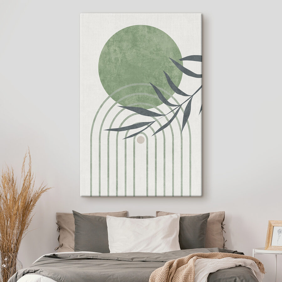 Een groen en grijs kunstwerk