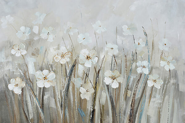 Een schilderij van witte bloemen Een schilderij van witte bloemen