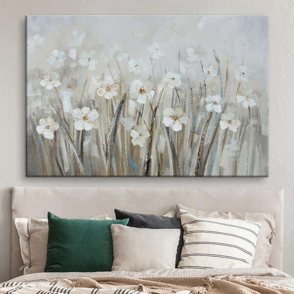 Een schilderij van witte bloemen Een schilderij van witte bloemen